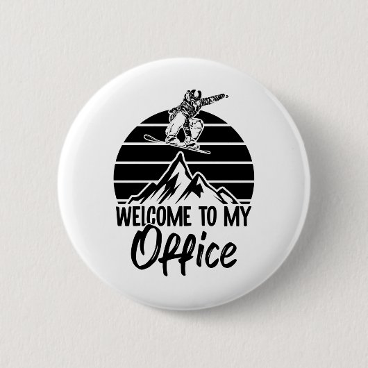 Badge Rond 5 Cm Berge Snowboardeur | Cadeaux de snowboard (Devant)