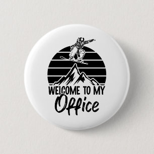 Badge Rond 5 Cm Berge Snowboardeur   Cadeaux de snowboard