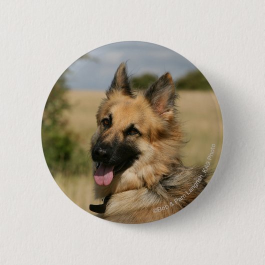 Badge Rond 5 Cm Berger allemand collant la langue (Devant)
