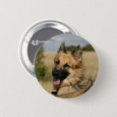 Badge Rond 5 Cm Berger allemand collant la langue (Devant & derrière)