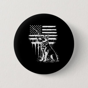 Badge Rond 5 Cm Berger allemand drapeau américain 4 juillet amour