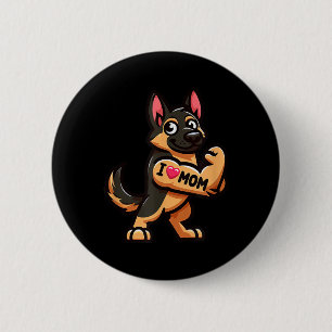 Badge Rond 5 Cm Berger allemand J'aime maman Funny Chien Tattoo