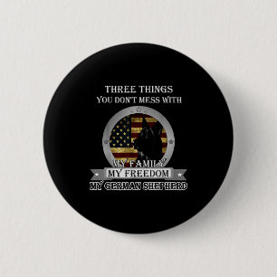 Badge Rond 5 Cm Berger allemand noir drapeau américain Trois chose