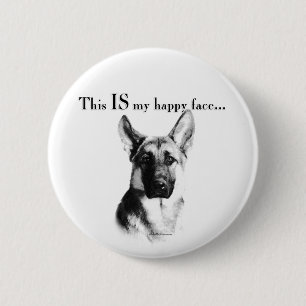 Badge Rond 5 Cm Berger allemand visage heureux
