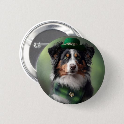 Badge Rond 5 Cm berger australien saint patrick (Devant & derrière)