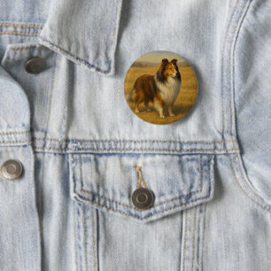 Badge Rond 5 Cm Berger des Shetland