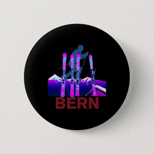 Badge Rond 5 Cm Bern Ski Et Snowboard Retro 90s Bern Ski (Devant)