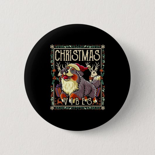 Badge Rond 5 Cm Bernese Mountain Dog Christmas Vibes Dog Santa Cla (Devant)