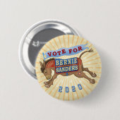 Badge Rond 5 Cm Bernie Sanders Président 2020 Démocrate Donkey v2 (Devant & derrière)