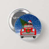 Badge Rond 5 Cm Bernois Mountain Dog Conduite Voiture En Neige Noë (Devant & derrière)