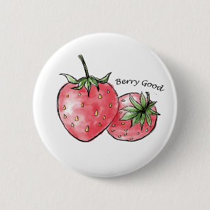 Badge Rond 5 Cm Berry Good Fun - Fraise Delft