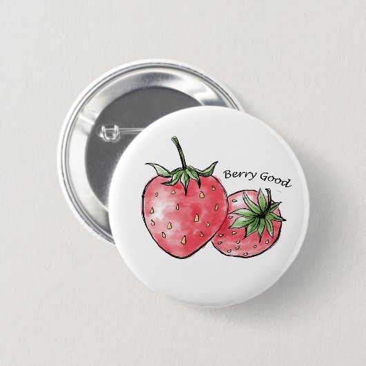 Badge Rond 5 Cm Berry Good Fun - Fraise Delft (Devant & derrière)