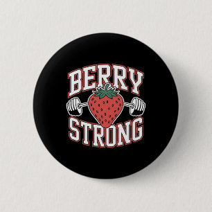 Badge Rond 5 Cm Berry Strong - Amusant jeu d'entraînement de muscu