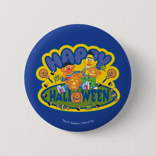 Badge Rond 5 Cm Bert & Ernie | Happy Halloween (Devant)