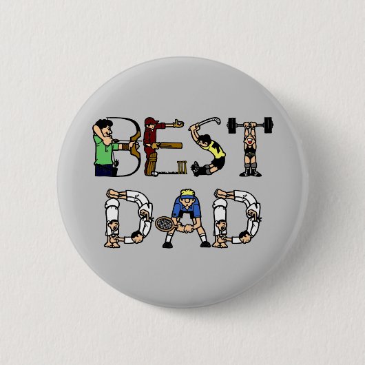 Badge Rond 5 Cm Best Dad Sports Fun (Devant)