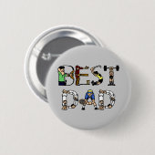 Badge Rond 5 Cm Best Dad Sports Fun (Devant & derrière)