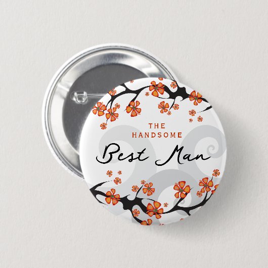 Badge Rond 5 Cm BEST MAN Fleurs tropicales Fleurs Mariage Nom Bali (Devant & derrière)