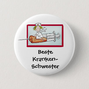 Badge Rond 5 Cm Beste Krankenschwester - Infirmière humoristique