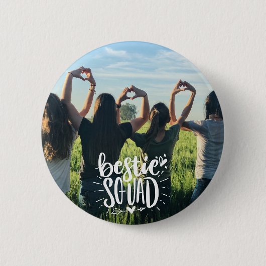 Badge Rond 5 Cm Bestie Squad Photo personnalisée BFF Lettres (Devant)