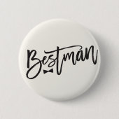 Badge Rond 5 Cm Bestman Black Brush Script Bow Cravate de mariage (Devant)