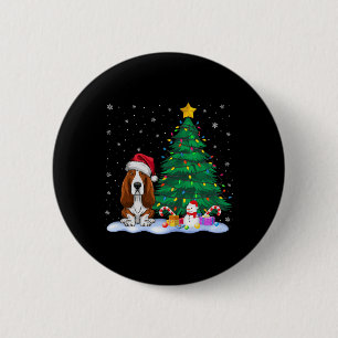 Badge Rond 5 Cm Bet Hound Chien Xmas Arbre Lumières Reindeer Casqu