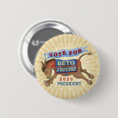 Badge Rond 5 Cm Beto O'Rourke pour le président démocrate Donkey 2 (Devant & derrière)