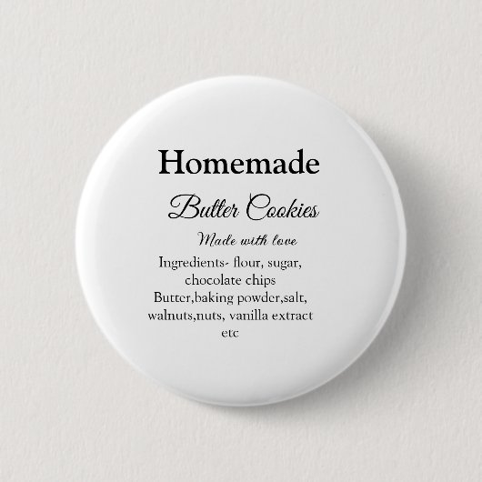 Badge Rond 5 Cm Beurre fait maison biscuits faits avec amour ajout (Devant)