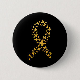 Badge Rond 5 Cm Beurre Or Mignonne Ruban Cancer de l'Enfance Awar