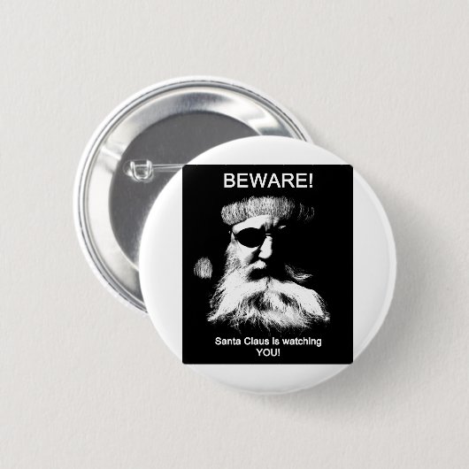 Badge Rond 5 Cm Beware_Santa (Devant & derrière)