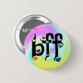 Badge Rond 5 Cm bff ~ coeurs (Devant & derrière)