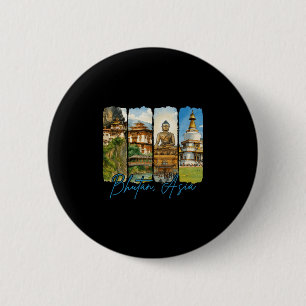 Badge Rond 5 Cm Bhoutan Asie Voyager Voyage Coup de pinceau Souven