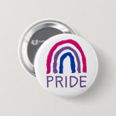 Badge Rond 5 Cm Bi Bisexual Pride Crayon Peint Arc-en-ciel (Devant & derrière)