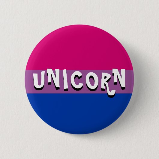 Badge Rond 5 Cm Bi+ Pride Unicorn Bouton (Devant)