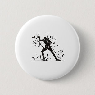 Badge Rond 5 Cm Biathlète ski nordique biathlon