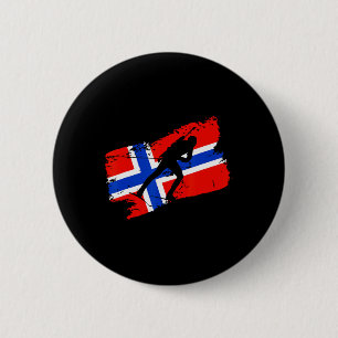 Badge Rond 5 Cm Biathlon Norvège Drapeau Norvégien Skin de fond
