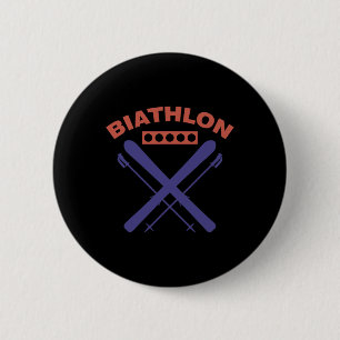 Badge Rond 5 Cm Biathlon Ski Ski Sports d'hiver Ski de fond