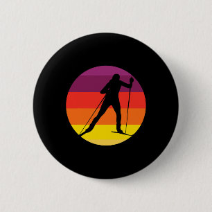 Badge Rond 5 Cm Biathlon vintage I Sports d'hiver Ski de fond