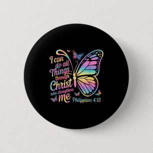 Badge Rond 5 Cm Bible papillon Je peux faire toutes choses par Chr