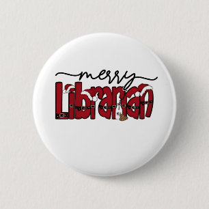 Badge Rond 5 Cm Bibliothèque Joyeuse Librairie de Noël Lover