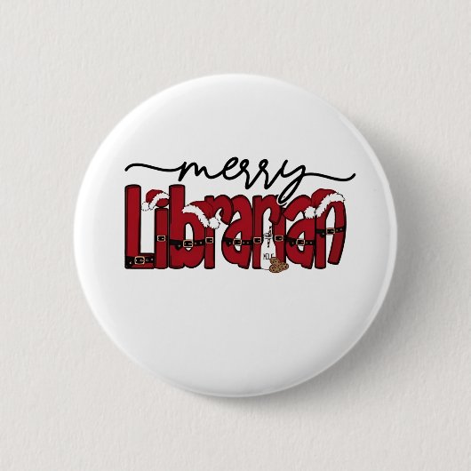 Badge Rond 5 Cm Bibliothèque Joyeuse Librairie de Noël Lover (Devant)