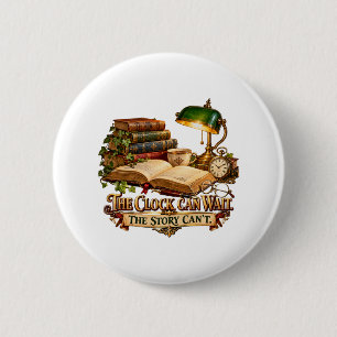 Badge Rond 5 Cm Bibliothèque Vintage – L'Horloge Peut Attendre