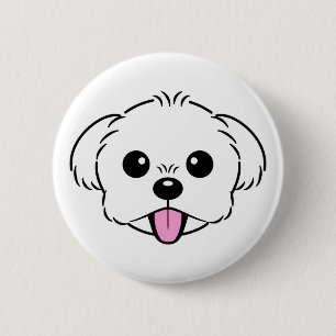 Badge Rond 5 Cm Bichon blanc mignon Frise Chien Stick Sortie