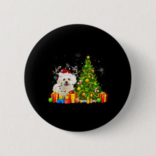 Badge Rond 5 Cm Bichon Frise Amoureux des chiens de Noël Xmas Père