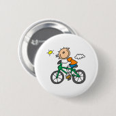 Badge Rond 5 Cm Bicyclette d'équitation de garçon de bâton (Devant & derrière)