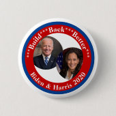 Badge Rond 5 Cm Biden et Harris - Construisez mieux 2020 (Devant)