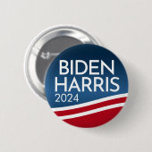 Badge Rond 5 Cm Biden Harris 2024 - Bouton de conception d'onde mo (Devant & derrière)