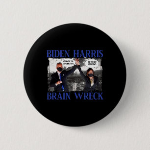 Badge Rond 5 Cm Biden Harris Cerveau Démoli Le V.irus