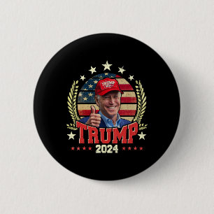 Badge Rond 5 Cm Biden portant une chemise Trump Red Hat drôle Trum