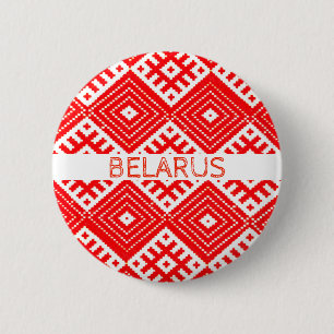 Badge Rond 5 Cm Biélorussie Б е л а р у ь с Folk Motif Pi