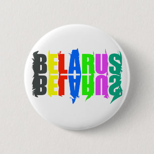Badge Rond 5 Cm Biélorussie Colorful Happy Lettres